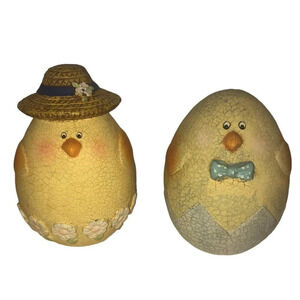 UNKNOWN Easter Male & Female Chick Eggs Spring Holiday Decorations Crackled